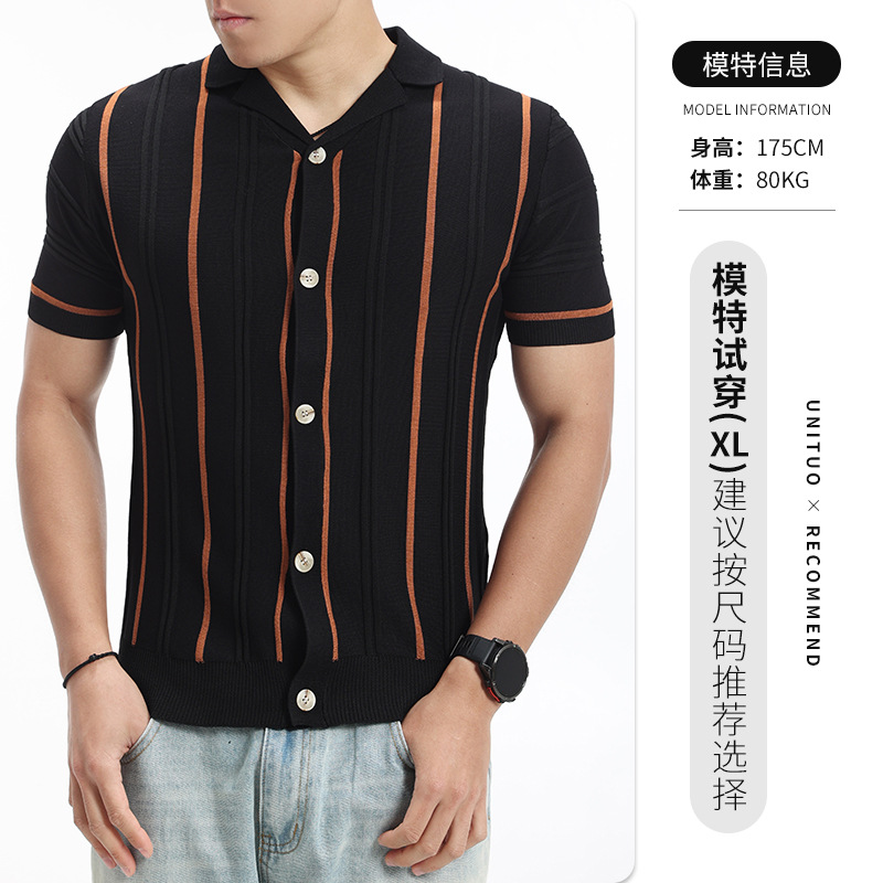 Nueva camiseta de hielo de punto polo de manga corta para hombres de verano de negocios con cuello casual camiseta de hombre camiseta de hombre