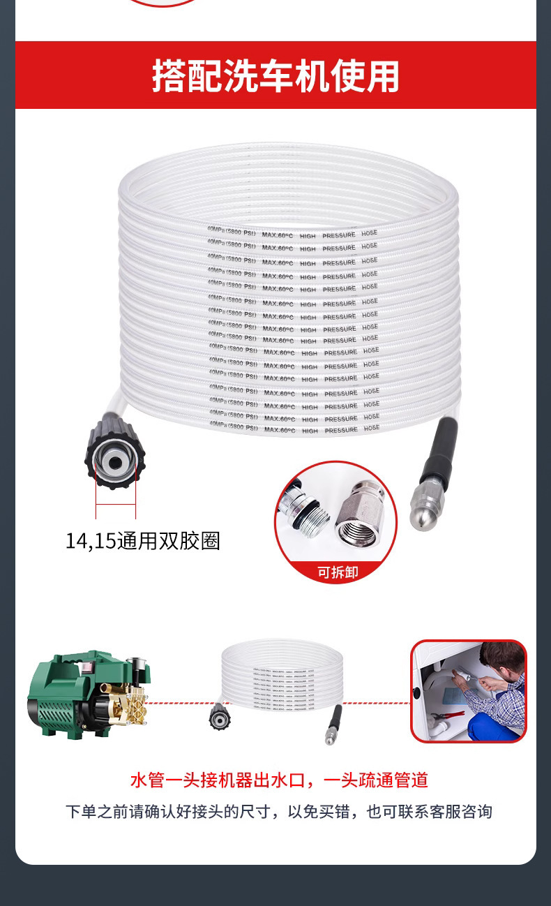 High-Pressure Explosion-Proof Pipe Cleaning Accessories, Household Pipe Cleaning, Sewer Pipe Cleaning Machine, Pipe Cleaning Tool