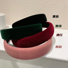 Vintage-style velvet solid-color trendy wide-brimmed Korean hairband for girls, pressure-style hair clip, headband, minimalist headwear