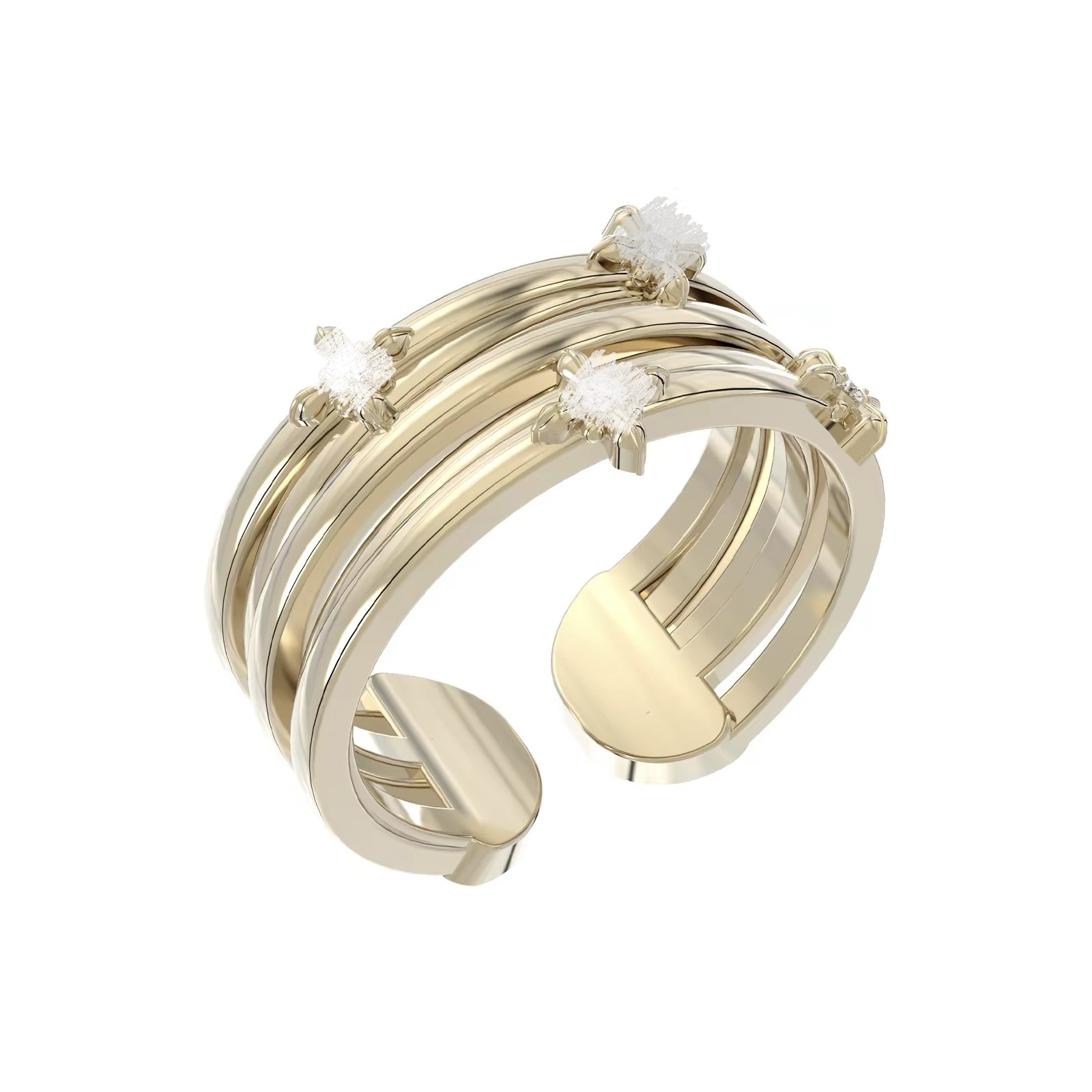 J004 multi-layer ring titanium gold