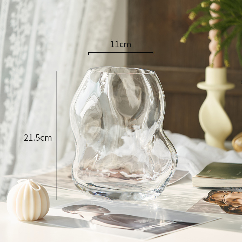 Moderno simple jarrón de vidrio transparente Luz de lujo sala de estar mesa de comedor arreglo floral decoración hidropónico decoración de flores artesanías