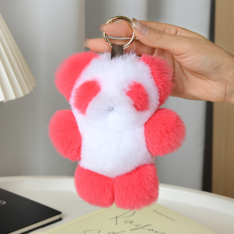 ウサギの毛をまねるパンダのペンダントがかわいいぬいぐるみのキーホルダーのかばんに飾られたアクセサリーの卸売りプレゼント|undefined