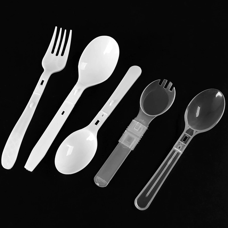Однораз fork из пластика со складыванием, форк для лапши быстрого приготовления, ложка для десертов, ложка для десертов, ложка для птичьего гнезда, индивидуальная упаковка