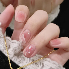 New Spring and Summer Internet Celebrities Gentle, Fresh and White Shiny Nails Removable Wearable Nails Wholesale