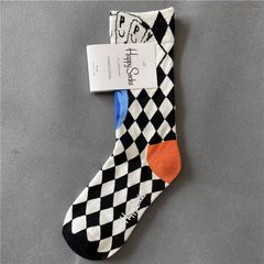 HappySocks彩色襪女春秋ins潮生活藝術抽象系列中筒外穿街頭潮襪