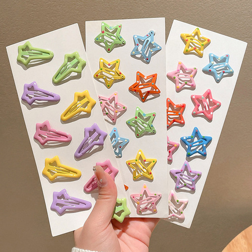 Star hairpin colorful children's hair accessories girl cute baby headdress five-pointed star hairpin little girl broken hair bb clip