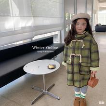 扣中长毛呢牛角款大衣羊绒外套加厚款清仓复合女童奥