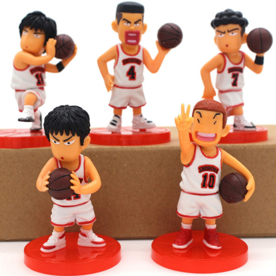 Solid Q version Slam Dunk Master Combination Car Ornaments Sakuragi Flower Road 5-piece Red and White Team Car Hand-made Model