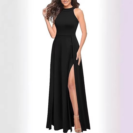 Cross-Border 2026 European and American Foreign Trade New Style Sexy Long Dress Halter Neck Sexy Evening Gown Slit Dress Cross-Border 2026 European and American Foreign Trade New Style Sexy Long Dress Halter Neck Sexy Evening Gown Slit Dress