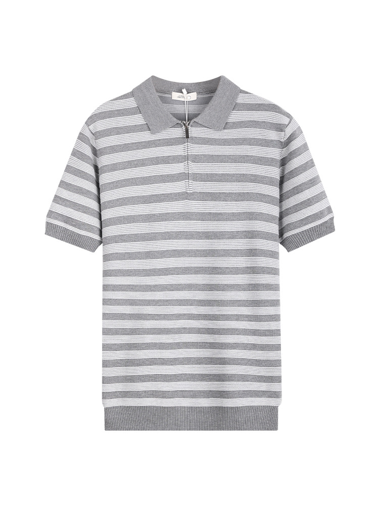 Hombres viejos tiendas de hielo polo camiseta de manga corta hombre verano alto sentido de negocios camiseta a rayas con collar para hombre