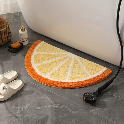 Cross-Border Flocking Floor Mat Tpr Non-Slip Microfiber Bathroom Absorbent Mat Door Mat Creative Carpet Customized with Pictures (Avtomobil döşəmə paspasları) - yellow-lemon-4070cm