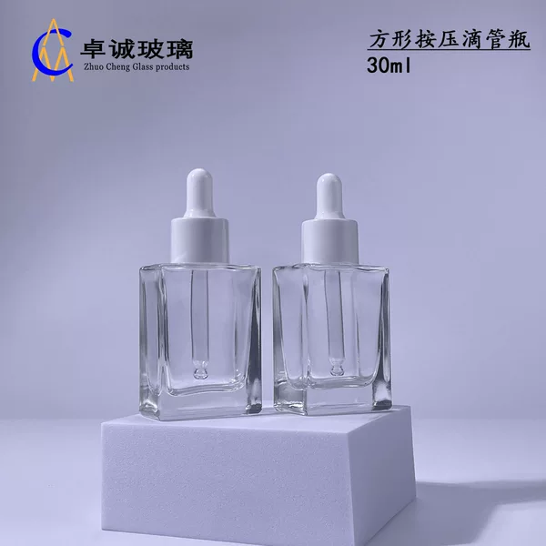 In-Stock 30ml Square Essential Oil Glass Dropper Bottle Essence Bottle Liquid Bottle with Plastic Tip Lotion Dispensing Bottle Batch
