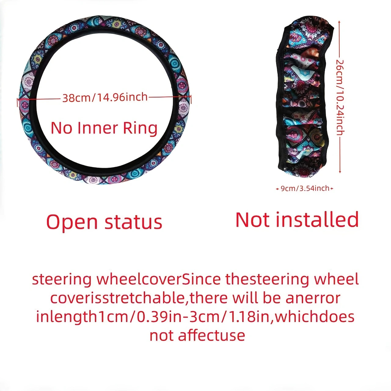 Elastic Printed Steering Wheel Cover Without Inner Ring, Specially Designed for Aliexpress, Amazon, Temu, Cross-Border Foreign Trade, New Model