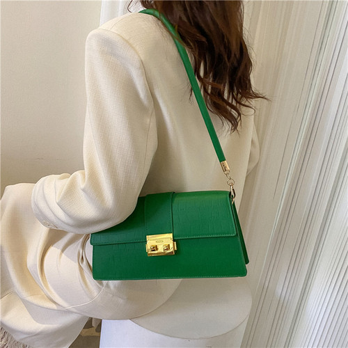 Western-style bags for women, autumn and winter new stone pattern shoulder bags, Korean style trendy fashion simple lock armpit bags for women