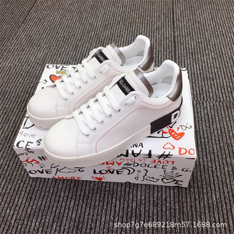 Dolce & Gabbana Portofino Leather Low-Top Sneakers Logo Print