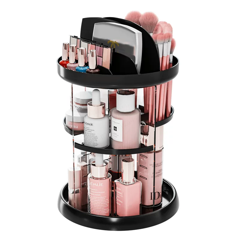 Rotating Countertop Storage Rack, Multi-Layer Cosmetic Organizer, 2–3 Tier Rotating Box