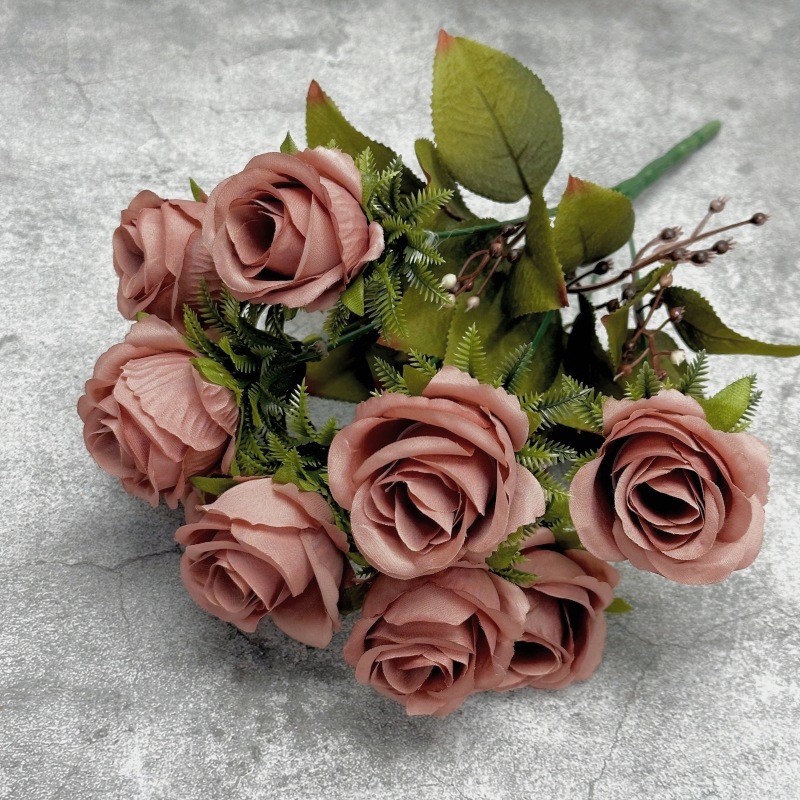 Ramo de peonías artificiales de otoño, decoración para bodas en casa, accesorios de fotografía de rosas hechos a mano, venta al por mayor de flores artificiales.