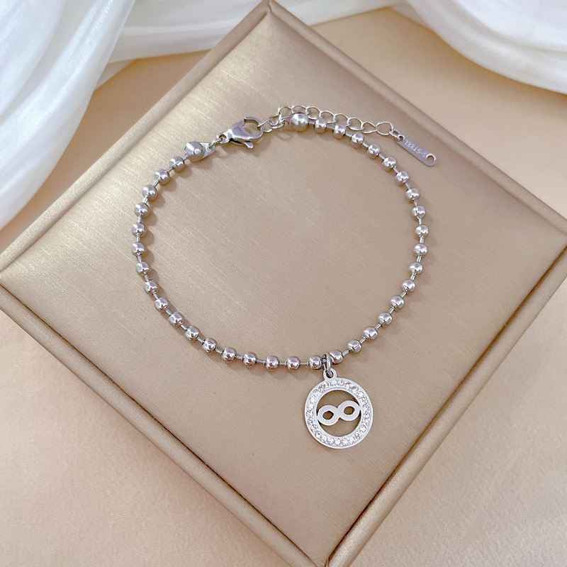 Bracciale donna con perline rotonde personalizzato in acciaio_voghion.com