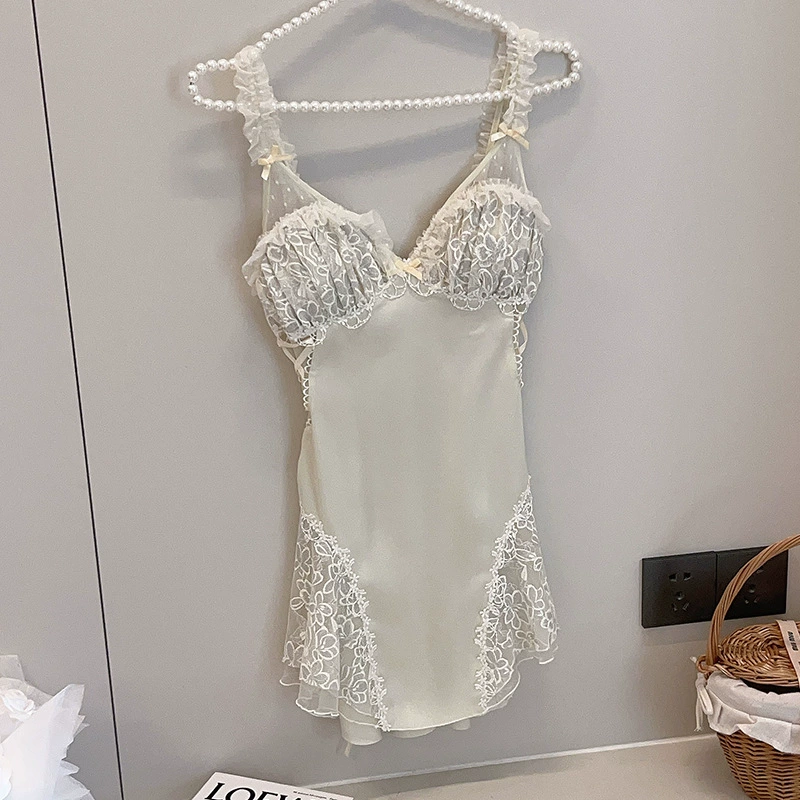 Lace cute summer pijama, silk comfortable set, lifting effect