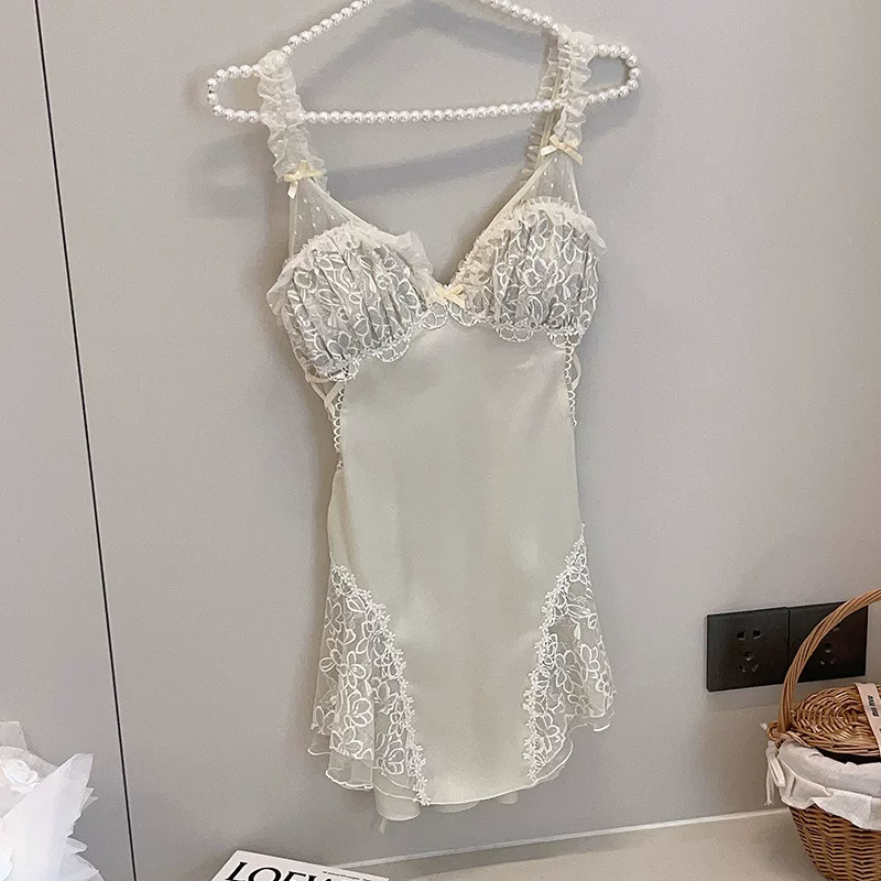 Lace cute summer pijama, silk comfortable set, lifting effect