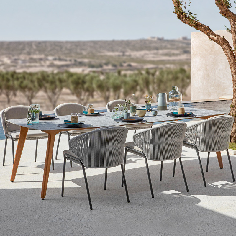 Ocio al aire libre mesa y silla al aire libre balcón simple moderno impermeable protector solar hotel al aire libre jardín Villa patio Silla de ratán