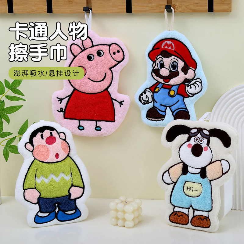 Cute Cartoon Soft Absorbent Hand Towel, Hangable, Thickened, Odorless, Suitable for Kitchen and Bathroom Use
