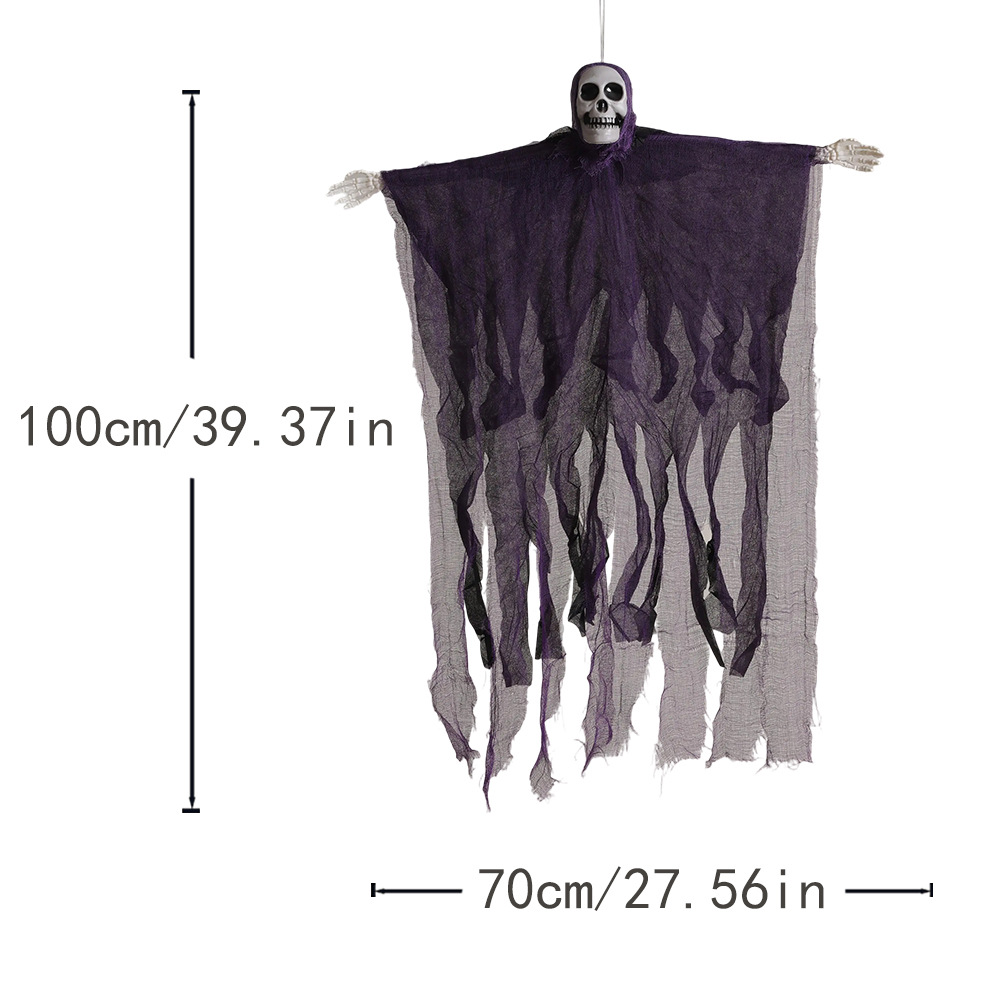 Decoración de Halloween, gasa de calavera, habitación fantasma colgante, casa embrujada, ambiente de fiesta, accesorios, fantasma colgante de calavera de terror