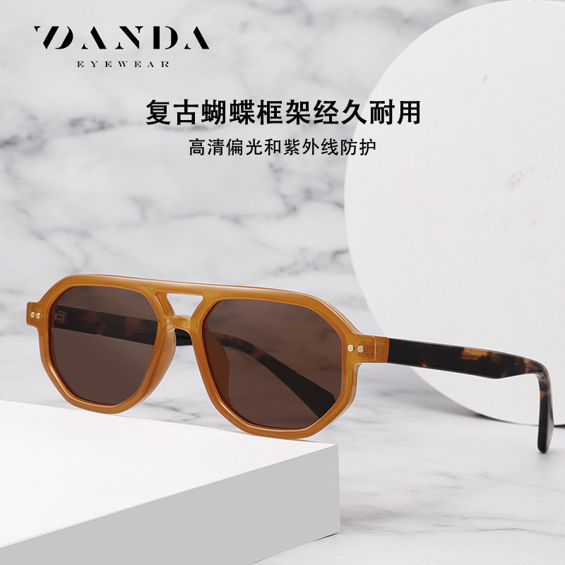 Nuevas gafas de sol de hoja S31119 Gafas de sol polarizadas de doble viga retro de moda Gafas de sol de protección solar para conducción al aire libre