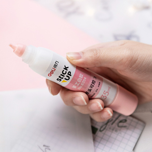 Deli 6354 handmade milky white glue double-headed controllable DIY glue 35ml student art liquid glue