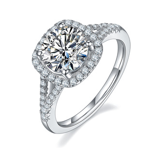Light Luxury 1.5/2/3ct Moissanite Ring Women's 925 Silver Arm Square Bag Inlaid Large Carat Moissanite Ring