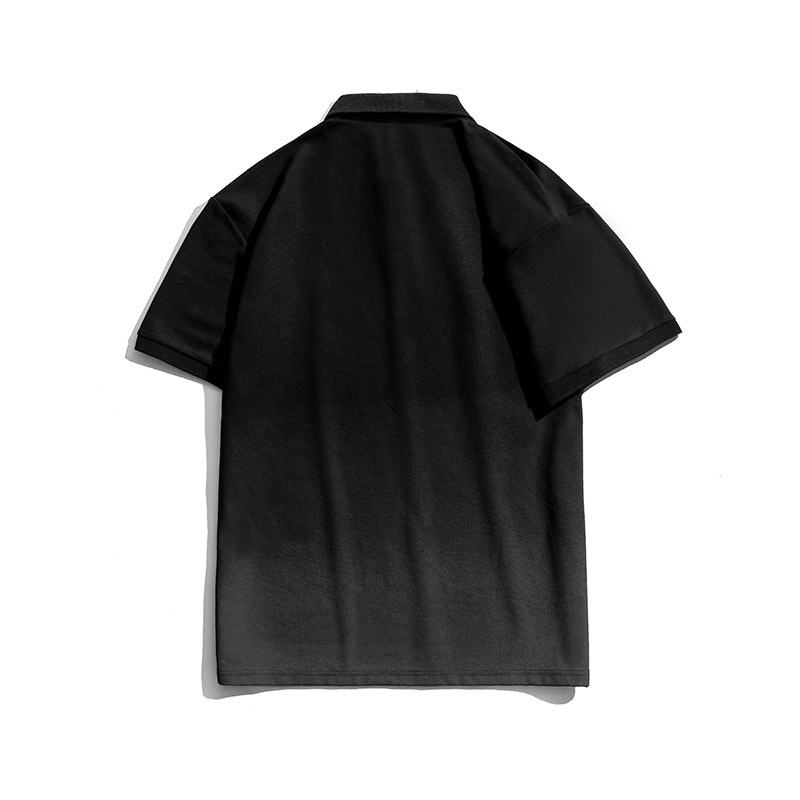 Más tamaño de los hombres de la marca de moda grasa suelta manga corta Camisa de polo más tamaño gradiente gordo media manga Polo camisa