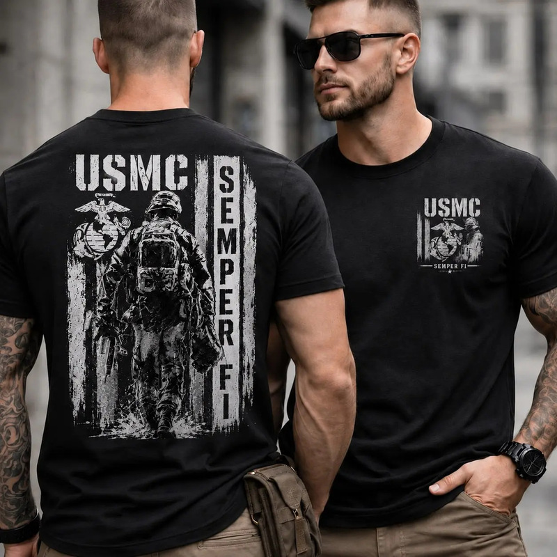 Military eagle pattern navy shirt, street style, European and American veteran, American trend, casual loose-fitting t-shirt with dropped shoulders