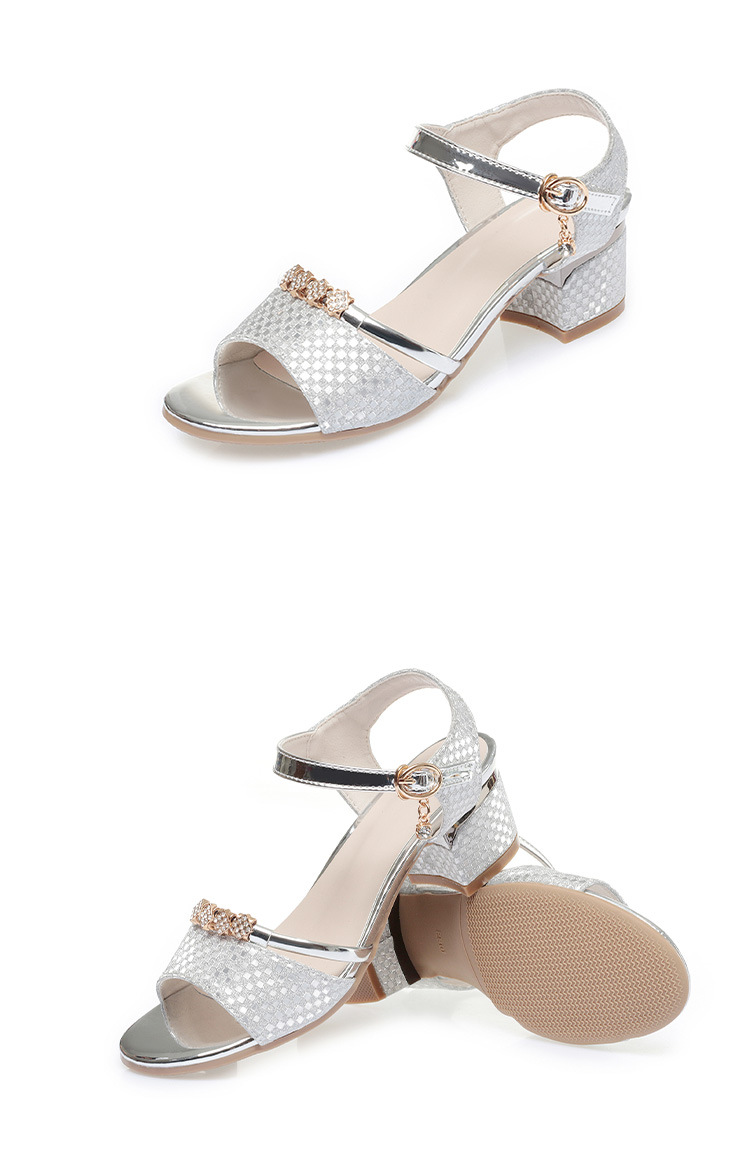 Sandal nữ hở mũi da thật gót thấp đế mềm — màu vàng chi tiết 13