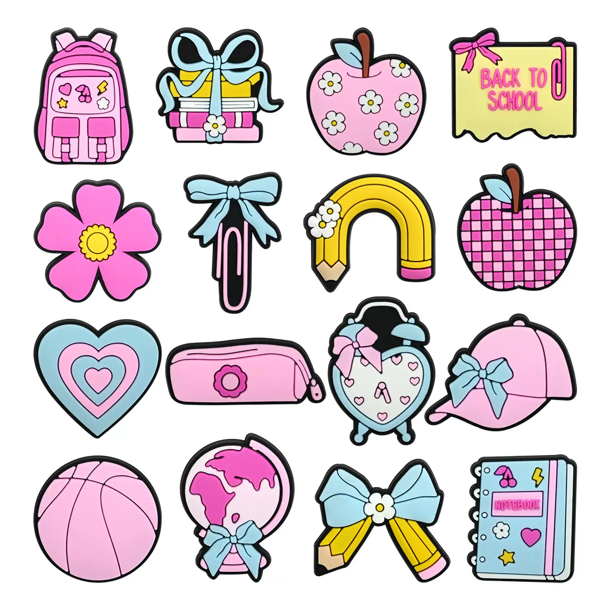 创意新款学习系列鞋花洞洞鞋diy配饰鞋扣PVC软胶可拆卸鞋上装饰品