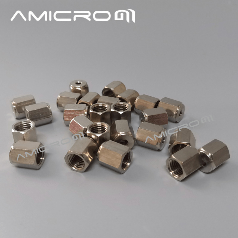 3mm气相色谱不锈钢铜管四氟管密封螺帽接头 1/8英寸铜镀铬M8螺母