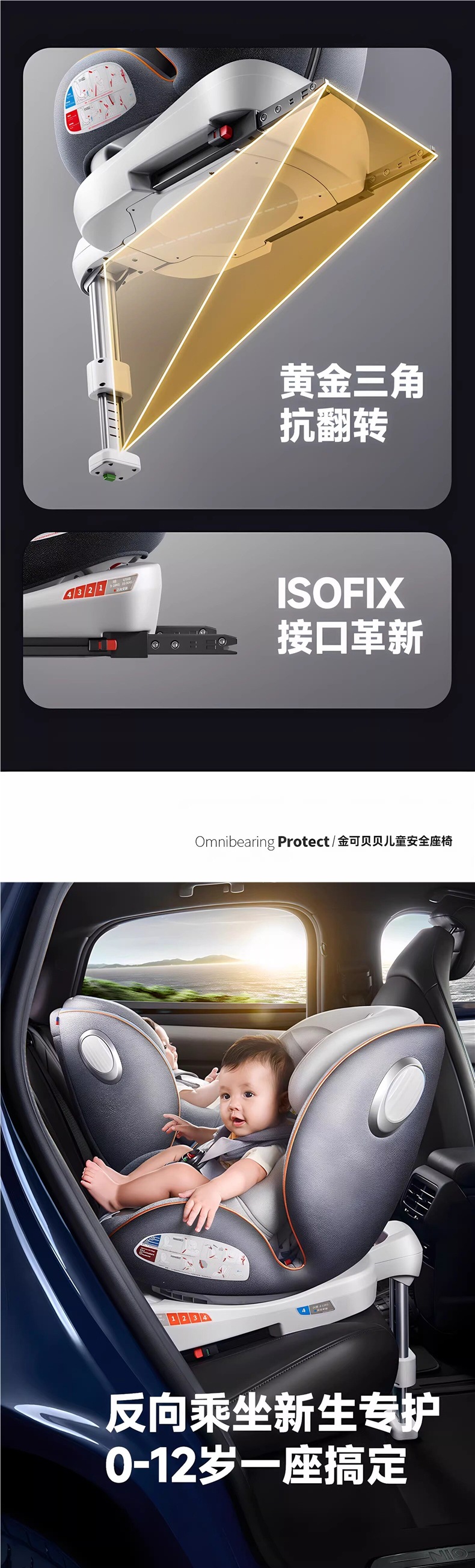 Child Safety Seat for Car Use, Suitable for Infants and Toddlers, Can Be Used for Sitting or Reclining, Suitable for Newborns and Children from 0 to 12 Years Old