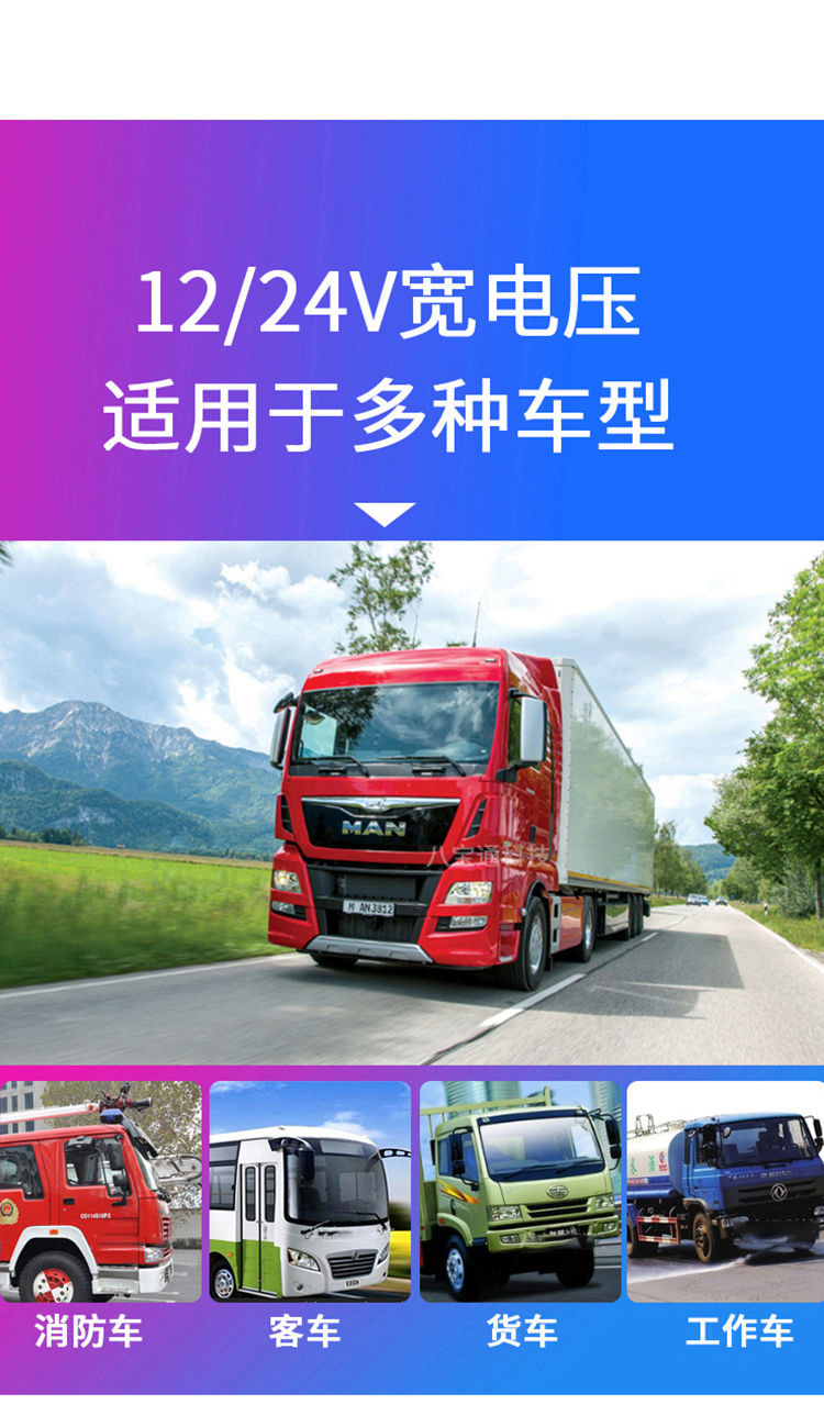 Truck 10inch Dashcam with dual recording, voice control, detachable monitoring display, high-definition reversing camera
