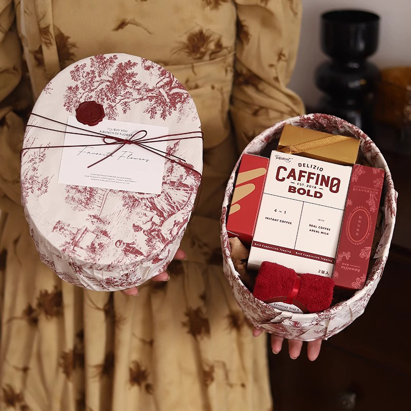 Caja de regalo de boda floreciente francesa retro nicho amiga caja de regalo de cumpleaños caja de regalo oval