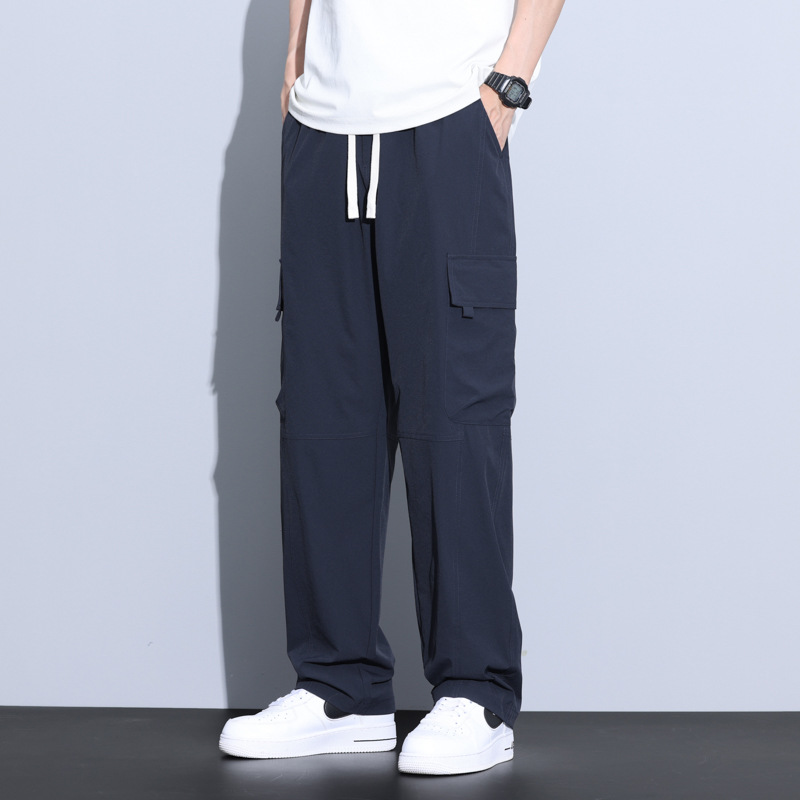 Summer Popular Ice Silk Casual Pants for Men, New Lightweight, Loose and Breathable Cargo Pants, Wide-Leg Casual Pants for Men