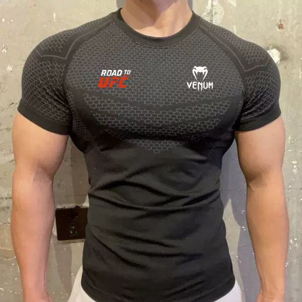 Professional New Style Tight-Fitting Boxing Short-Sleeve T-Shirt for Adults, Compression Fighting and Sanda Training, Wholesale Supply, in Stock