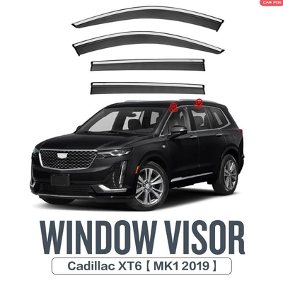 Suitable for 2019 to date Cadillac XT6 rain and shine weatherboard Cadillac XT6 Window visor (Rain shield) - standard-packing-without-logo-cadillac-xt6-mk1-2019-pc-silver-bright-window-rain-shield-4pcs