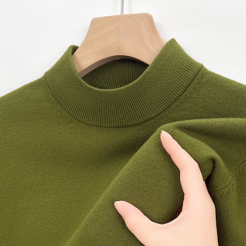 冬の新商品の男性式の半高襟のウールのセーターは厚くて暖かい長袖のニットの服の軽い豪華な紳士服の純色のセーターの男性を厚くします。|undefined