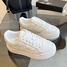 2025夏新款4CM松糕厚底增高真皮小个子百搭时尚休闲小白鞋老爹鞋