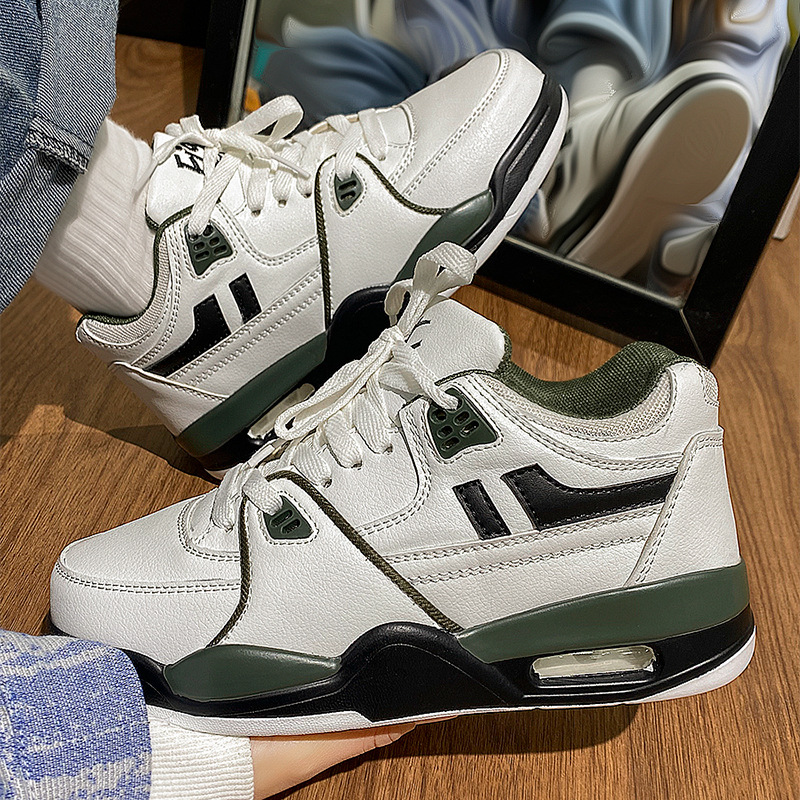 新款輕便休閒籃球鞋ins超火百搭氣墊情侶跑步鞋減震厚底運動鞋子