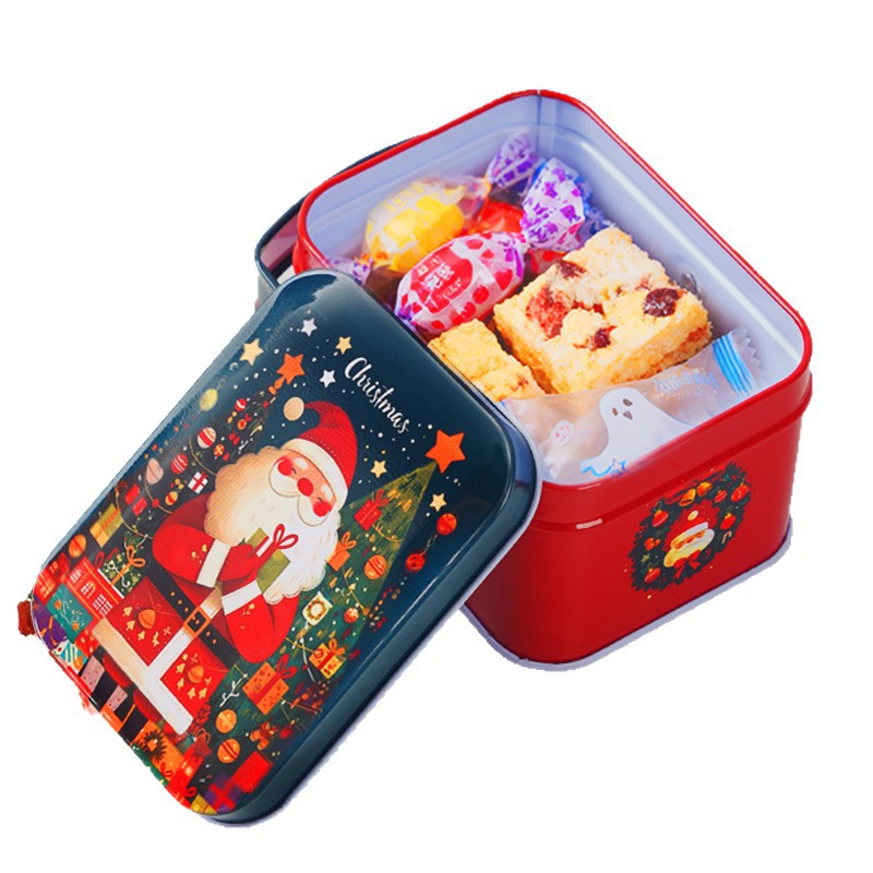 Nuevas cajas de dulces de Navidad caja de estaño caja de regalo de Papá Noel caja de hierro caja de regalo de mano lata de metal image 6