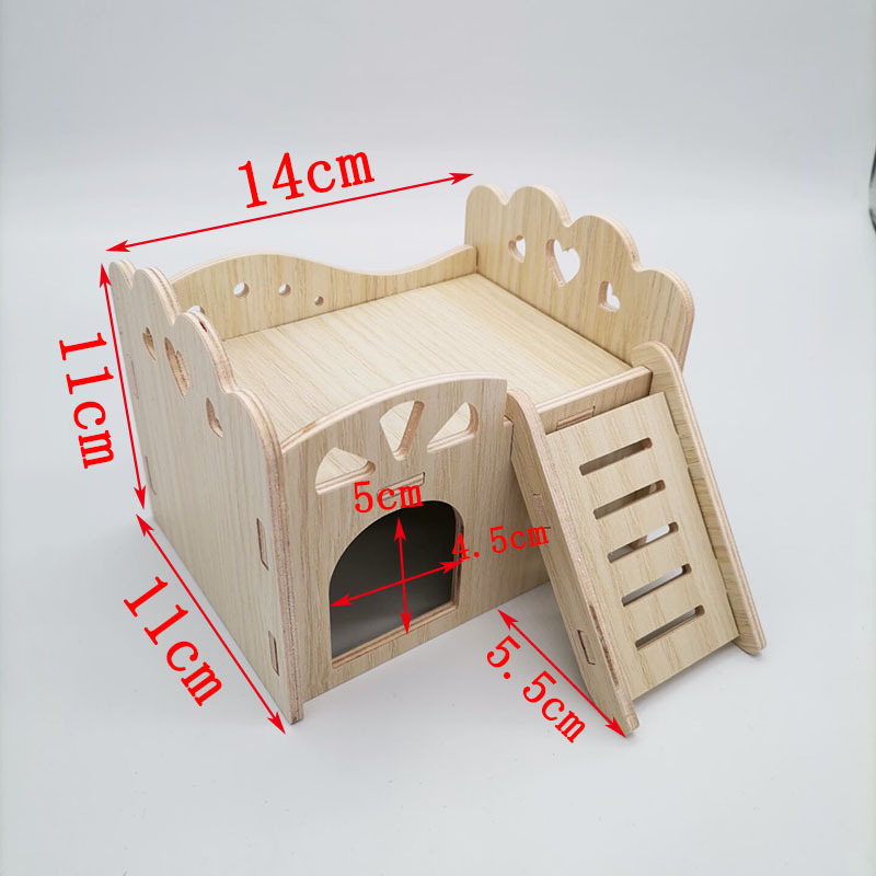 Hámster de madera suministros paisajismo hámster nido mini muebles decoración Villa madera maciza pequeña casa otoño