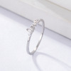 Ring with letters, zirconium, trend goods, jewelry, silver 925 sample, English letters, on index finger, Korean style