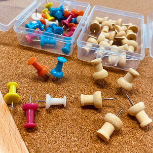 Creative Cute Wooden Thumbtacks Kindergarten Art Thumbtacks Push Pins I-Shaped Pins Cork Felt Photo Wall Ins Fairy