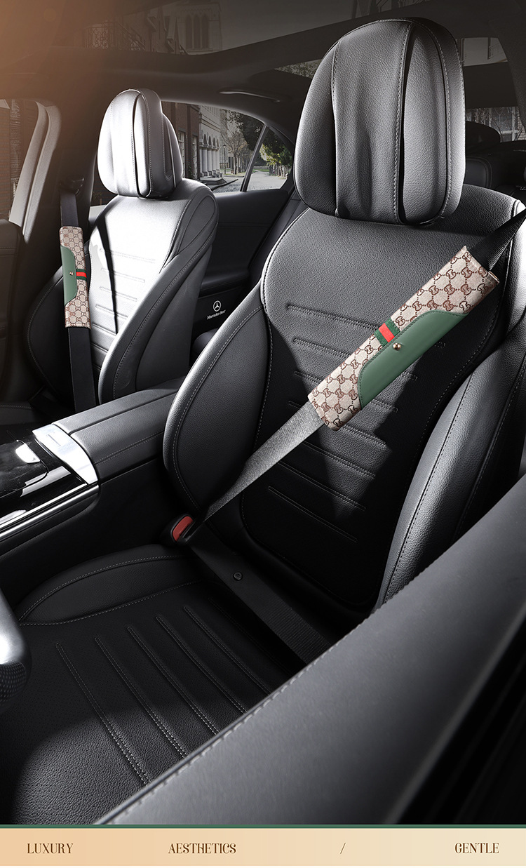 Fashionable and Breathable Leather and Linen Interior Accessories for All Seasons, Car Seatbelt Shoulder Pads, Protective Covers, North American Amazon