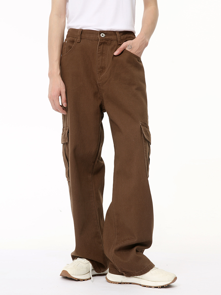 Ropa para hombre MTLCLOTHES | Vaqueros cargo elásticos de estilo retro urbano, holgados y elegantes, con múltiples bolsillos.